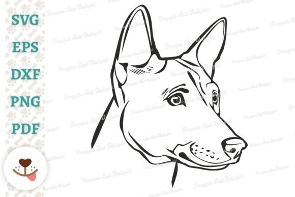 Basenji Dog Face SVG Cut File for Embroidery