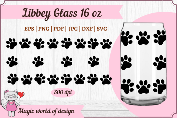 Dog Paw Svg Libbey Can Glass 16 Oz