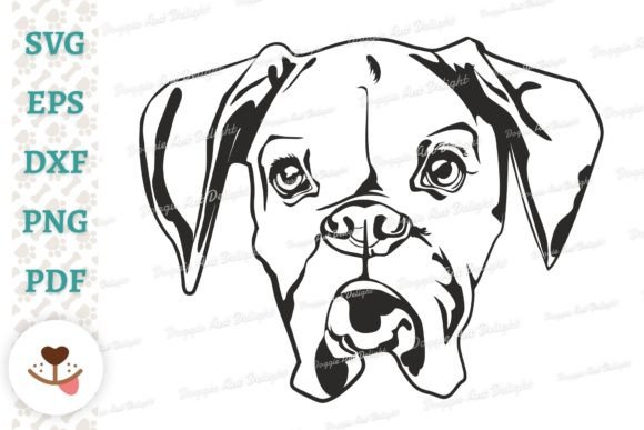 Girl Boxer Dog Face Vector for Embroidery Use